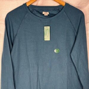 L.L. Bean Deep Admiral Blue Long Sleeve Waffle Knit Tee